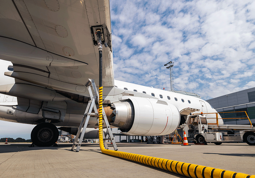 plane being fueled 