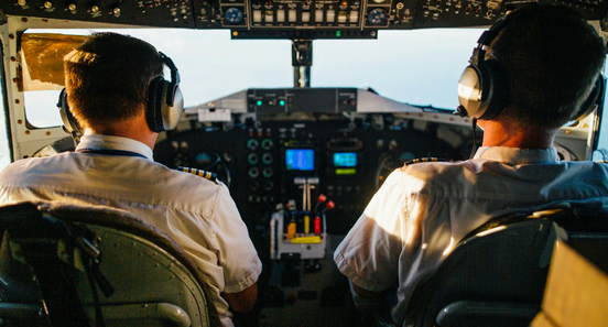 pilot and copilot in the cockpit
