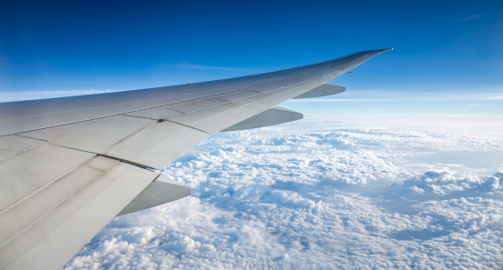 airplane wing in the sky
