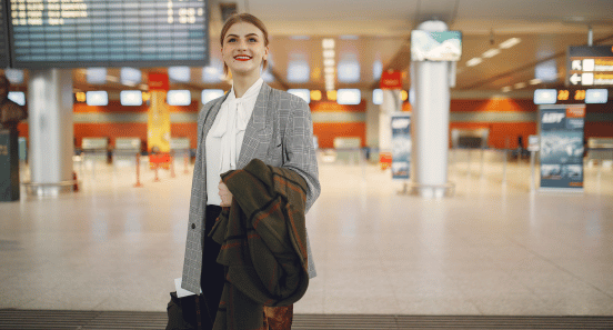 passenger stood in airport terminal 
